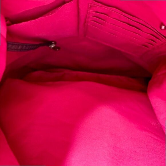 Baggalini Lightweight Cinch Backpack - Grey/Pink - 16”w x 14”h x 4.5”d - Picture 9 of 11